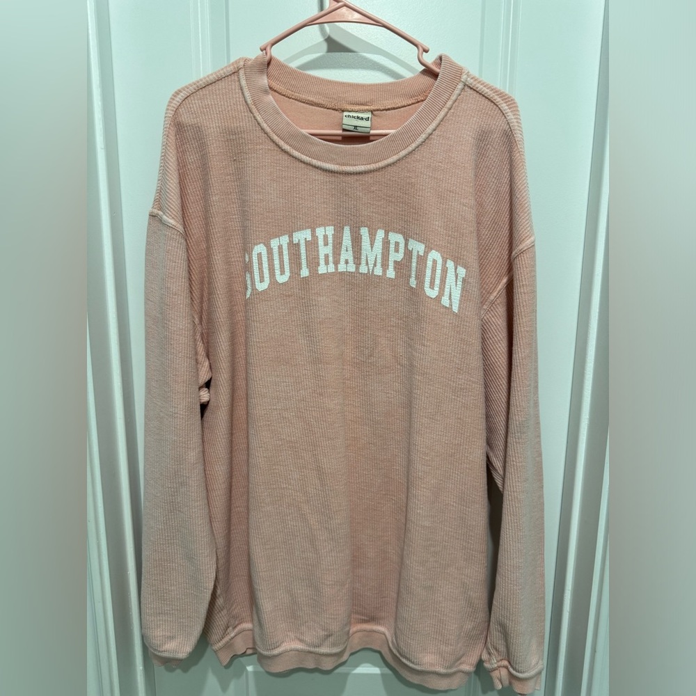 Women’s XL Chicka-d pink corded crew